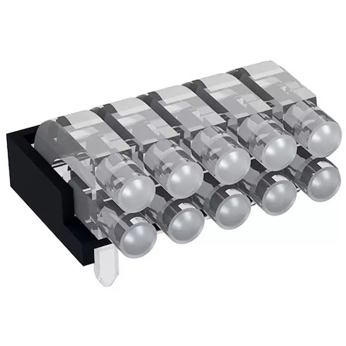 MENTOR PCB Mounted 10-Way Right Angle LED Light Pipe Bi-Level-Row Clear Dome Lens, 1296.2052