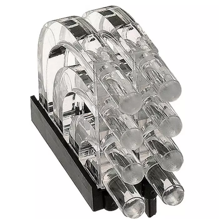 MENTOR PCB Mounted 8-Way Right Angle LED Light Pipe Quad-Level-Row Clear Dome Lens, 1279.1002 (Pack of 2 Pcs)