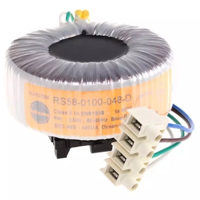 Nuvotem Talema Toroidal Transformer 230V AC 48V AC 100VA 1 Output, 58-0100-048-D