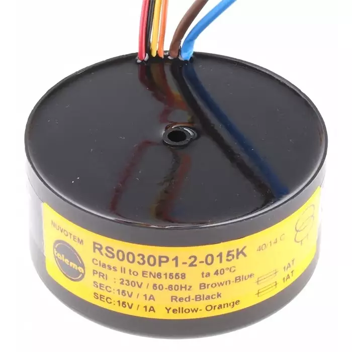 Nuvotem Talema Toroidal Transformer 230V AC 2 x 15V AC 30VA 2 Output, 0030P1-2-015K