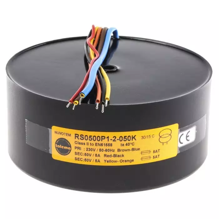 Nuvotem Talema Toroidal Transformer 230V AC 2 x 50V AC 500VA 2 Output, 0500P1-2-050K