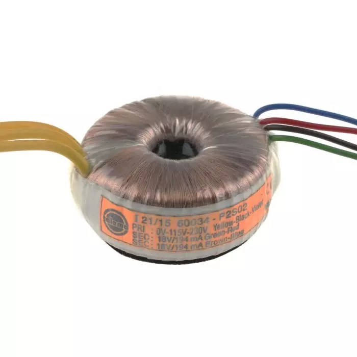 Nuvotem Talema Toroidal Transformer 115 V AC 230 V AC 2 x 18V AC 7VA 2 Output, 60034