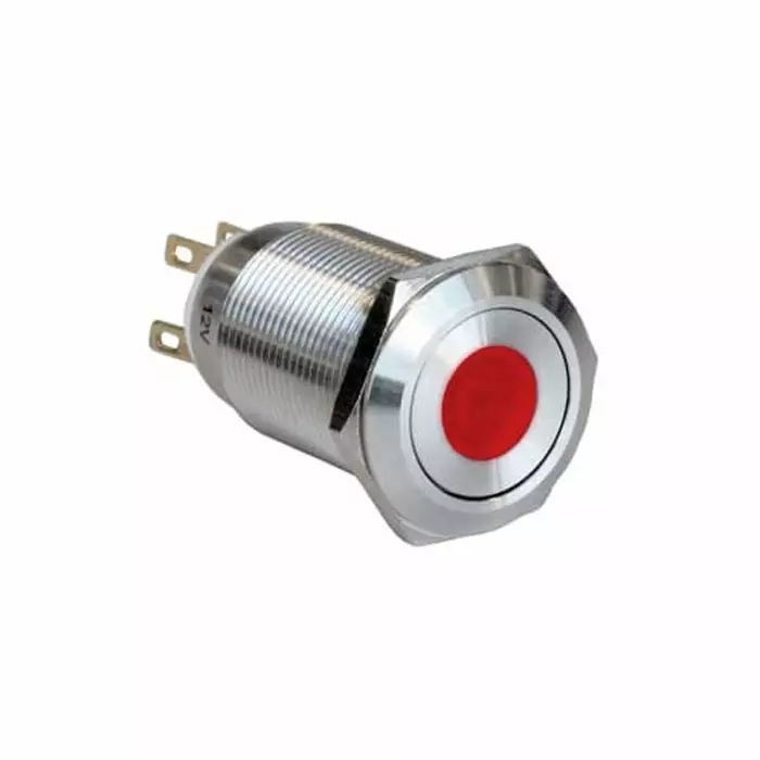 BULGIN LIMITED MPI005 Series Illuminated Push Button Switch Latching 19.2mm Cutout SPST Red LED 12V IP65, MPI005DTELSRD12 (Pack of 40 Pcs)