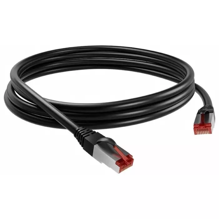 CAE Groupe RJ45 Male to RJ45 Male Cable 5 m Cat6a Black S/FTP Shielded Terminated LSZH Sheath, CORD6ASF05NMSH (Pack of 5 Pcs)