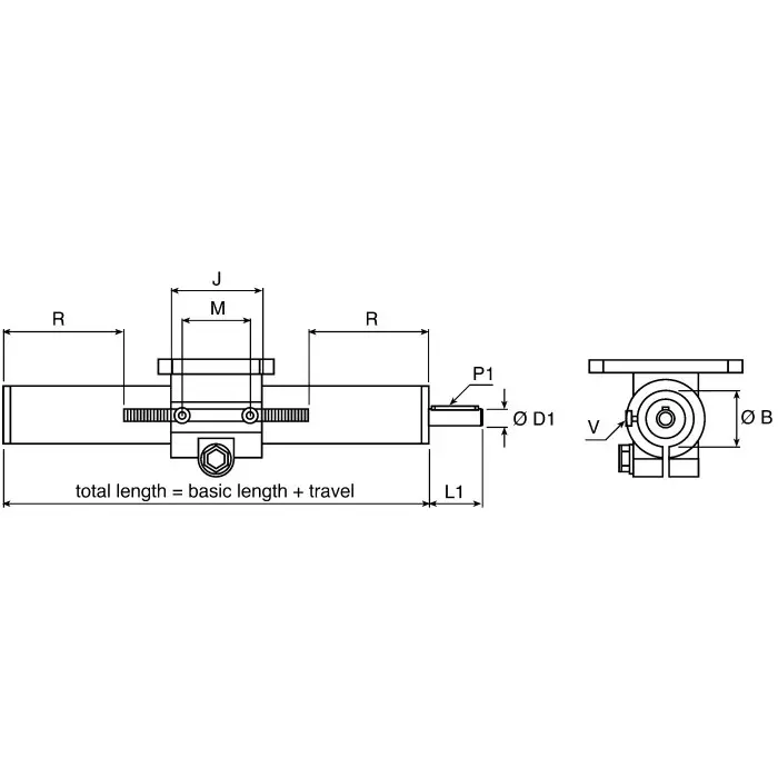 Rose+Krieger E Steel Tubular Linear Unit 50mm OD tube 1000mm L, 78150111000