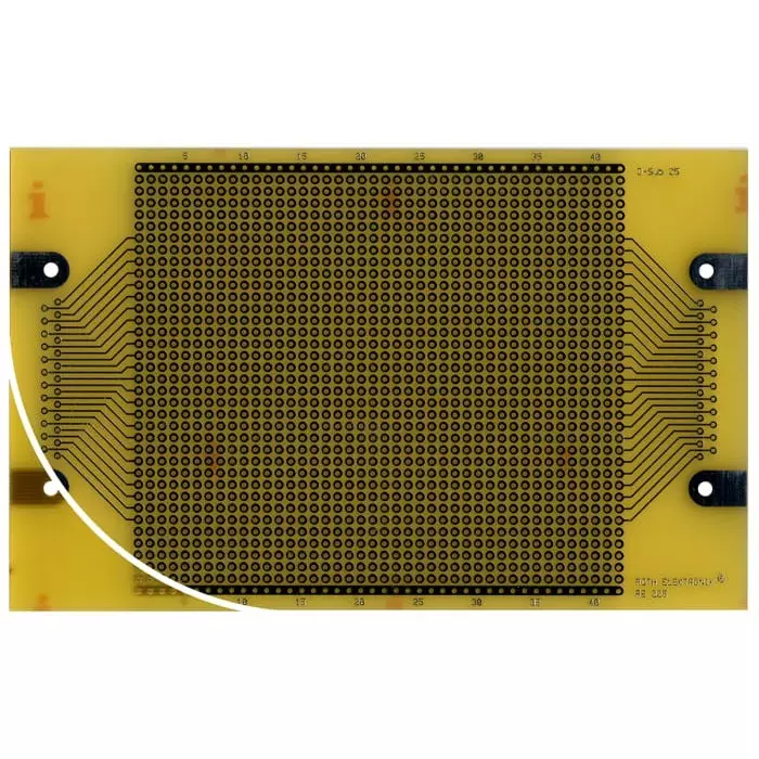 Roth Elektronik Single Sided DIN 41652 Eurocard PCB FR4 With 35 x 42 1mm Holes, 2.54 x 2.54mm Pitch, 160 x 100 x 1.5mm, RE225-LF