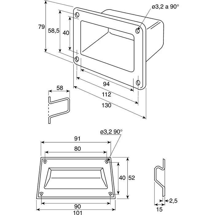 Pinet ABS Carry Handle 101 x 52mm, 19-7-3642 (Pack of 2 Pcs)