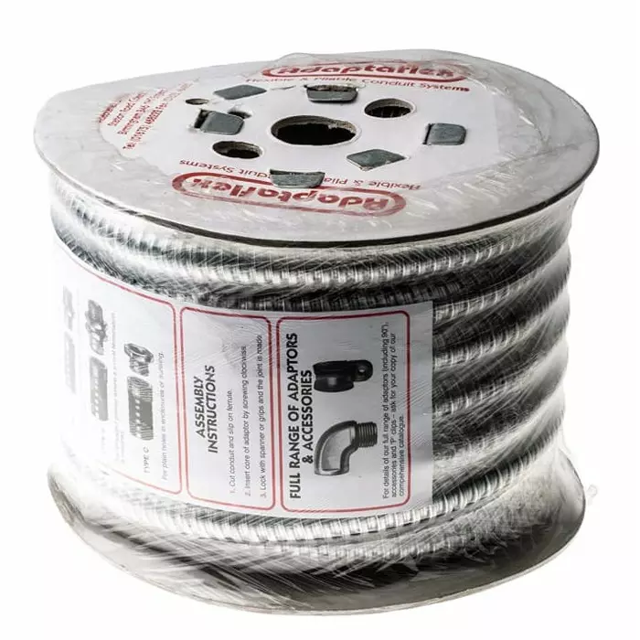 Adaptaflex Flexible Conduit 20mm Nominal Diameter Galvanised Steel Metal, 7TCA296010R0057S20/10M