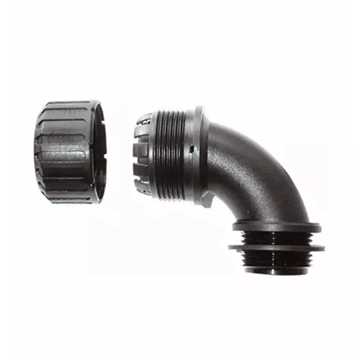 Adaptaflex 90° Elbow Conduit Fitting 16mm Nominal Size M16 Nylon 66 Black IP65 Rating, XF16/M16/C90 (Pack of 5 Pcs)