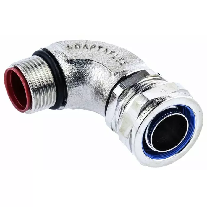 Adaptaflex 90° Elbow Conduit Fitting 20mm Nominal Size M20 Brass Silver IP67 Rating, SPL20/M20/90 X 5 (Pack of 5 Pcs)