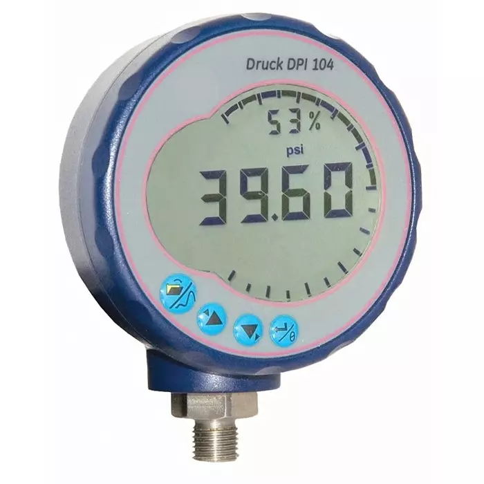 Druck Digital Pressure Gauge NPT 1/4 20 Bar Bottom Entry 95 mm Outside Diameter with RS Calibration, DPI104-13G
