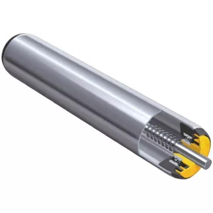 Interroll Round Conveyor Roller Spring Loaded 50mm Dia. x 800mm L 3000N Load Capacity 11mm Spindle 830mm Overall, RD-17X2JAAHAC RL800