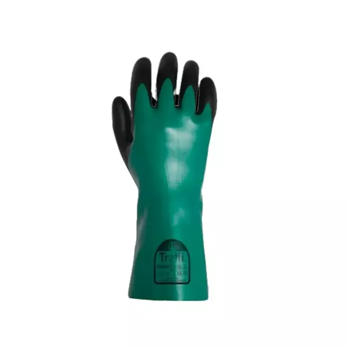 Traffi Safety Gloves NBR Coating Black & Green Cotton Size 8, TG6500-08 (1 Pair)