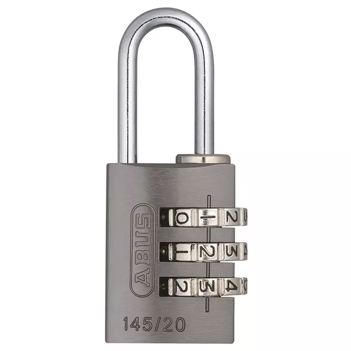 ABUS 145/20 Combination Weatherproof Aluminium Combination Padlock 3 mm Shackle 22.5 mm Body, 145/20 Black