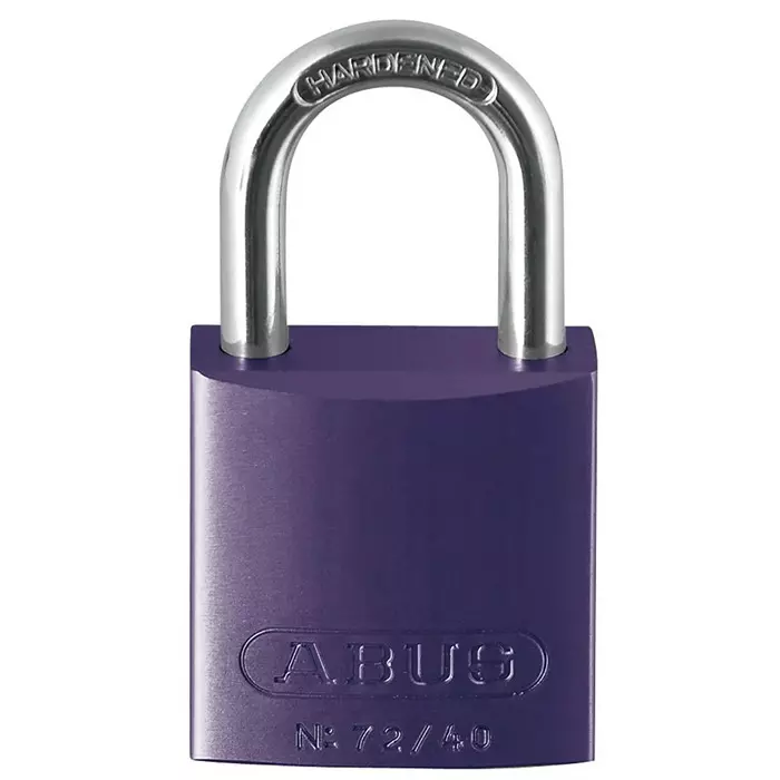 ABUS Key Weatherproof Aluminium Steel Safety Padlock 6.5 mm Shackle 39 mm Body, 72/40 Violet