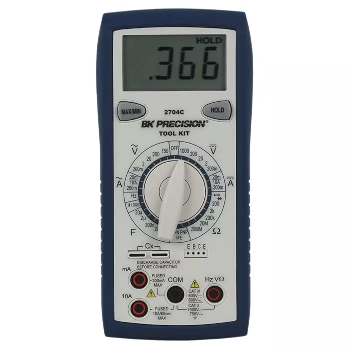 BK Precision Handheld Digital Multimeter 10A ac Max 10A dc Max 750V ac Max - UKAS Calibrated, BK2704C