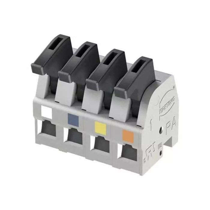 Harting Har-Flexicon Series PCB Terminal Block 4-Contact 5mm Pitch 1-Row Spring Clamp Termination, 14310416201201
