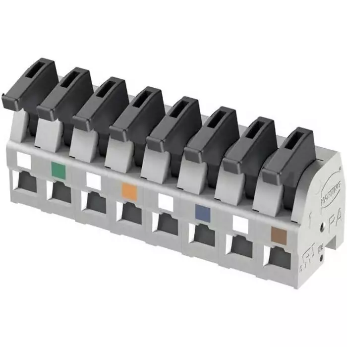 Harting Har-Flexicon Series PCB Terminal Block 8-Contact 5mm Pitch 1-Row Spring Clamp Termination, 14310816201201
