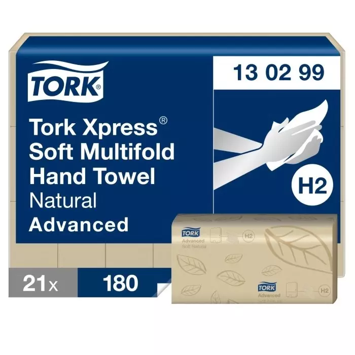 Tork Multifold Natural Paper Towel 324x212mm 2-Ply 180 Sheets, 130299
