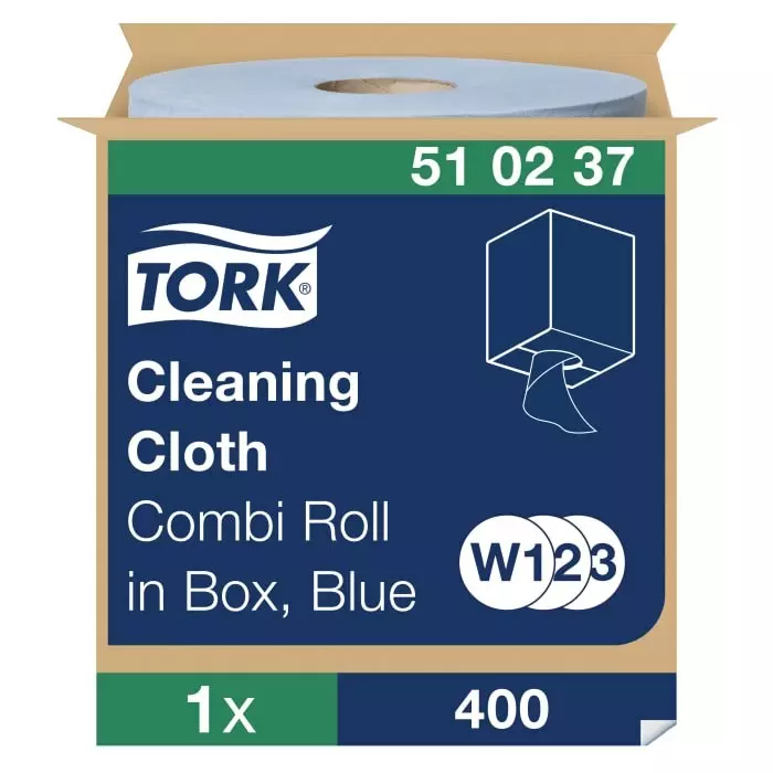 Tork Dry Multi-Purpose Wipes Blue 400 Wipes 380x315mm for Multipurpose Cleaning, 510237