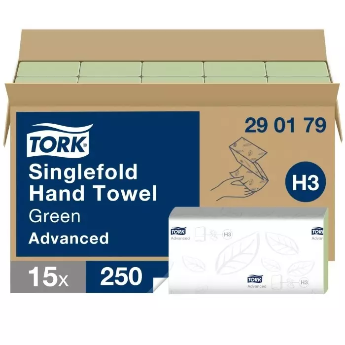 Tork Easy Handling Folded Interleaved Green Paper Towel 115x250mm 2-Ply 250 Sheets, 290179