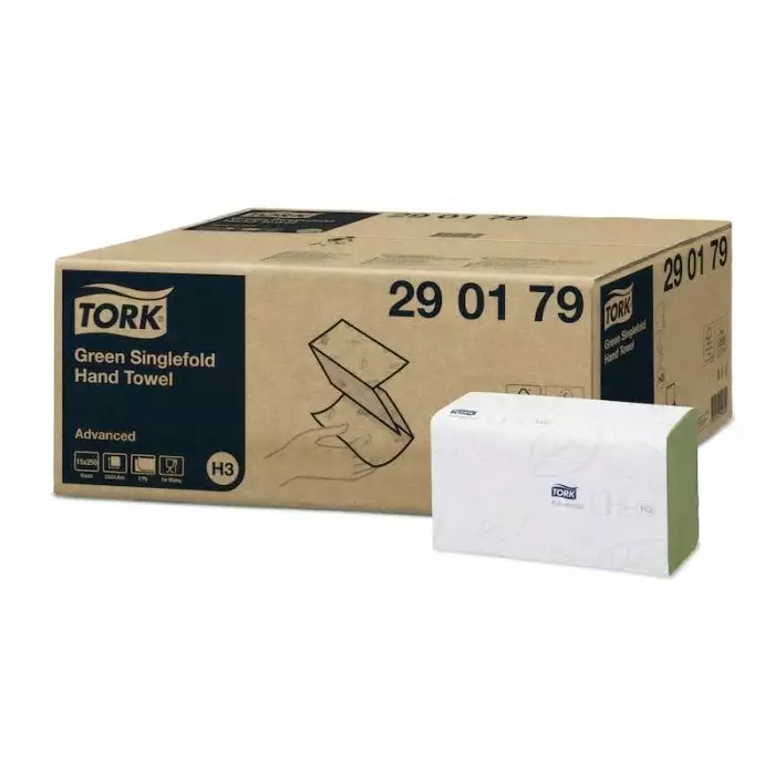 Tork Easy Handling Folded Interleaved Green Paper Towel 115x250mm 2-Ply 250 Sheets, 290179