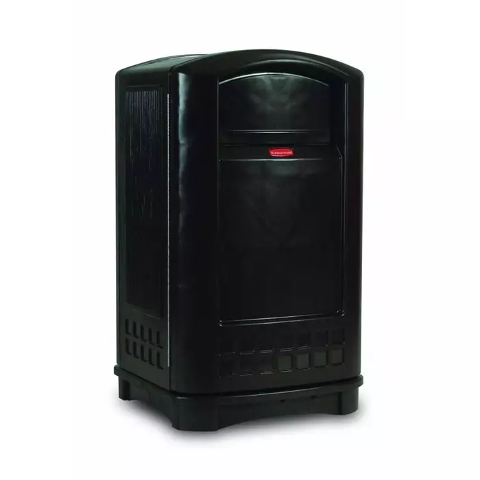 RUBBERMAID 50gal Black Swing Plastic Waste Bin, FG396400BLA