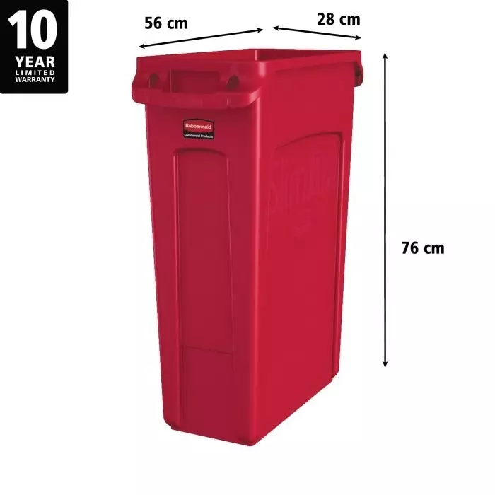 RUBBERMAID Slim Jim 23gal Red Polypropylene Waste Bin, 1956189