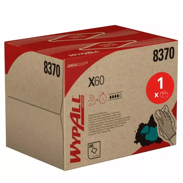 Kimberly Clark WypAll X60 General Clean 8370 Blue Cloths for Industrial Cleaning Dry Use 418 x 283mm, 8370
