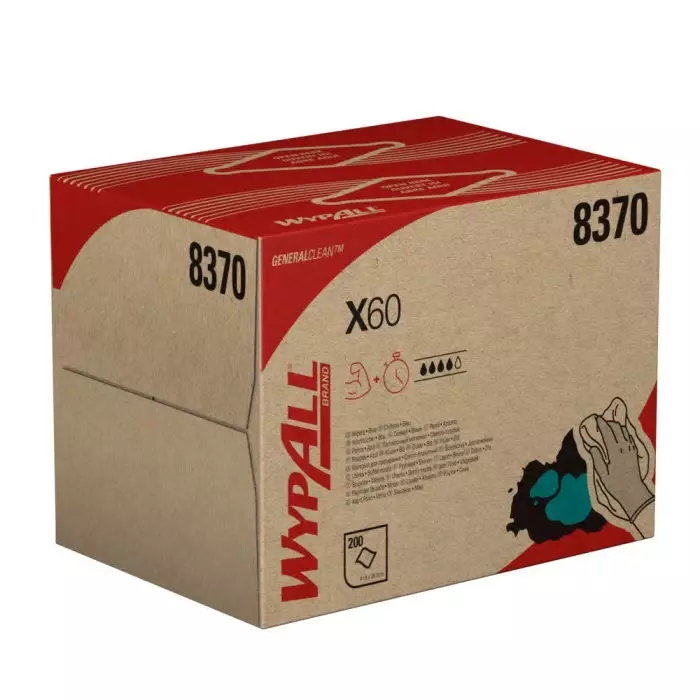Kimberly Clark WypAll X60 General Clean 8370 Blue Cloths for Industrial Cleaning Dry Use 418 x 283mm, 8370