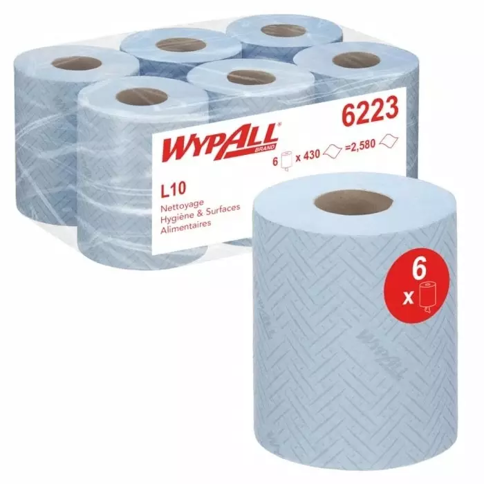 Kimberly-Clark WypAll L10 Food Hygiene Rolled Blue Paper Towel 380x183mm 2580 Sheets, 6223
