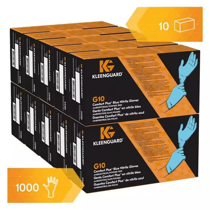 Kimberly-Clark G10 Blue Powdered Nitrile Disposable Gloves Size XL 1000 per Pack, 54189