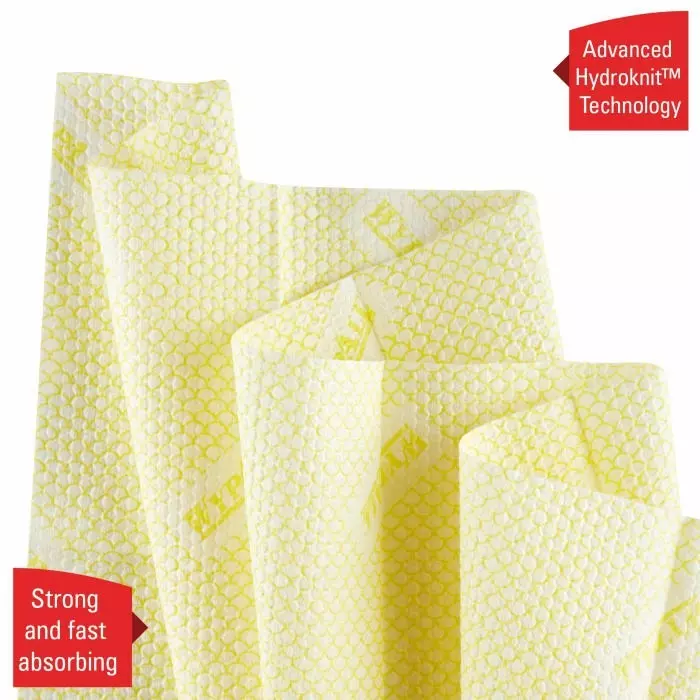 Kimberly Clark Wypall Yellow Cloths for Heavy Duty Cleaning Dry Use Quarter 350 x 340mm Repeat Use, 19164