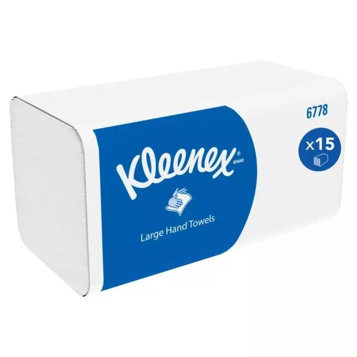 Kimberly-Clark Kleenex Folded White Hand Towels 215mm 2-Ply 124 Sheets, 6778