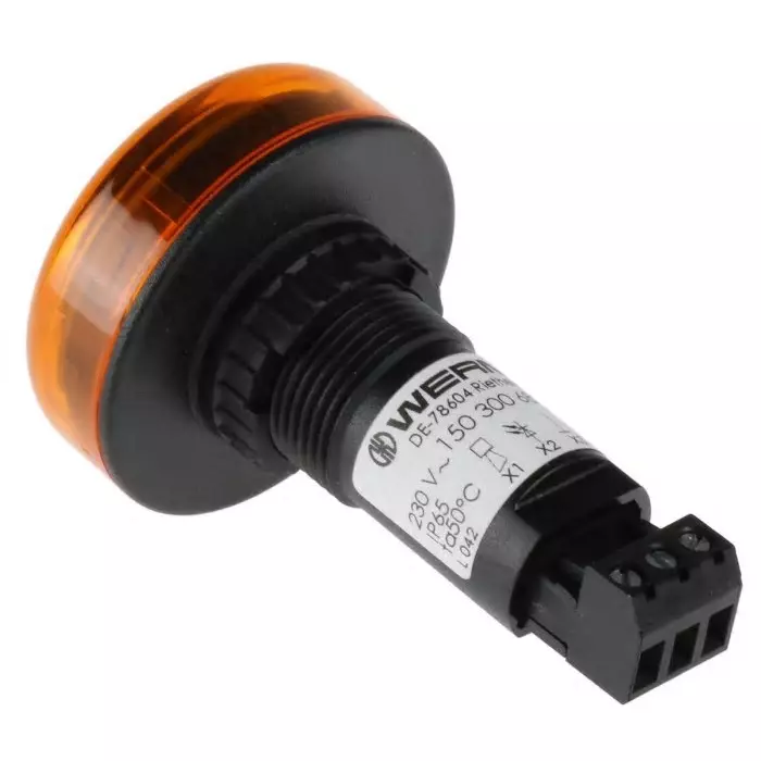 Werma Sounder Beacon 150 Series Yellow Buzzer 230 V AC IP65 Panel Mount 80dB at 1 Metre, 150.300.68