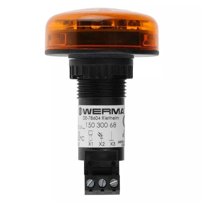 Werma Sounder Beacon 150 Series Yellow Buzzer 230 V AC IP65 Panel Mount 80dB at 1 Metre, 150.300.68
