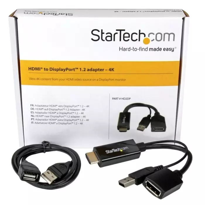StarTech.com HDMI to DisplayPort Adapter 255mm Length - 3840 x 2160 Maximum Resolution, HD2DP