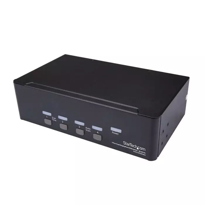 StarTech.com 4 Port Dual Monitor USB DisplayPort KVM Switch 3.5 mm Stereo 3840 x 2160 Maximum Resolution, SV431DPDDUA2
