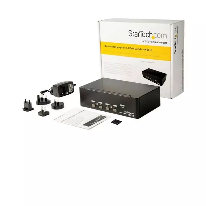StarTech.com 4 Port Dual Monitor USB DisplayPort KVM Switch 3.5 mm Stereo 3840 x 2160 Maximum Resolution, SV431DPDDUA2