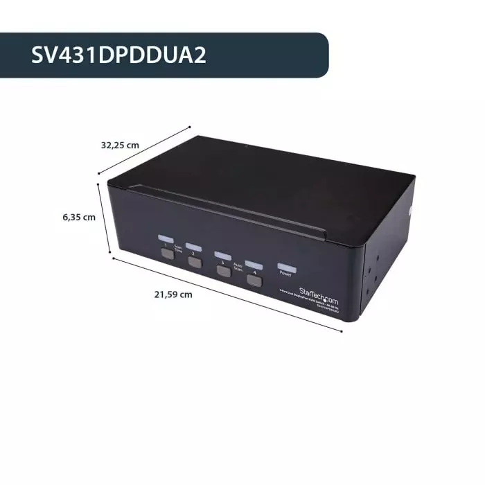 StarTech.com 4 Port Dual Monitor USB DisplayPort KVM Switch 3.5 mm Stereo 3840 x 2160 Maximum Resolution, SV431DPDDUA2