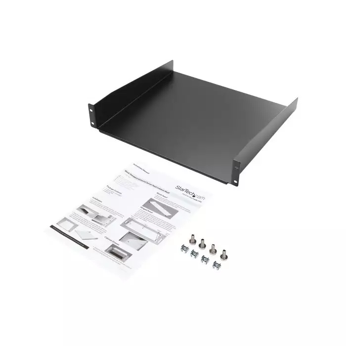StarTech.com Black Rack Shelf 2U 20 Kg Load 443mm x 400mm, CABSHELF