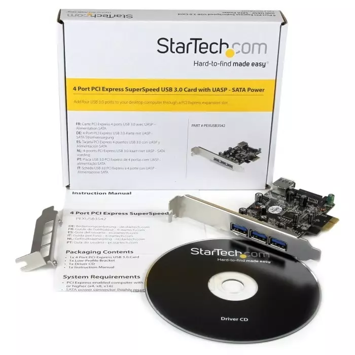 StarTech.com 4 Port USB A PCIe USB 3.0 Card, PEXUSB3S42