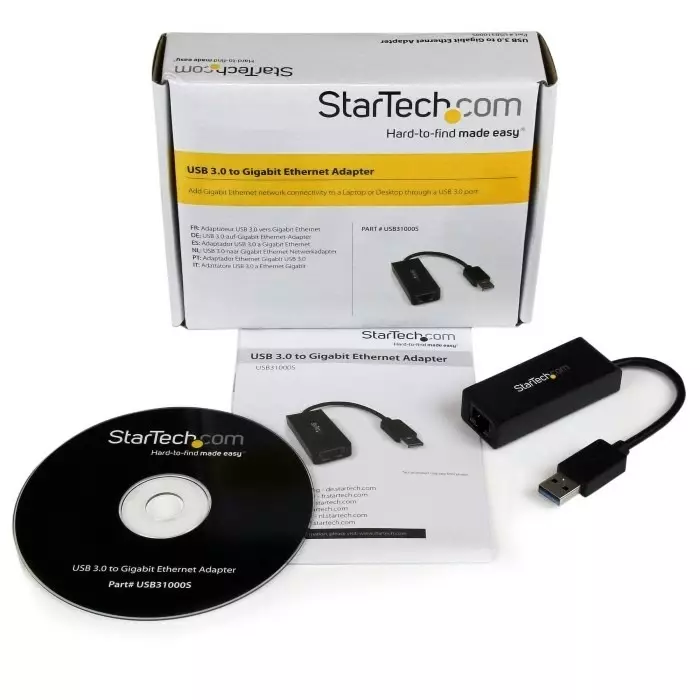 StarTech.com Port USB Ethernet Adapter USB 3.0 USB A to RJ45 10/100/1000Mbit/s Network Speed, USB31000S