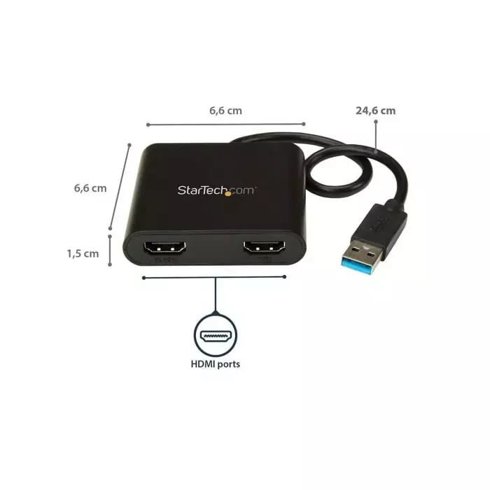 StarTech.com USB A to HDMI Adapter USB 3.0 2 Supported Display - 4K @ 30Hz, USB32HD2