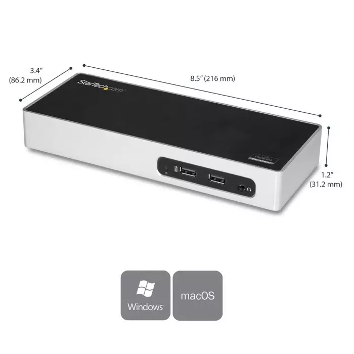 StarTech.com Dual Monitor USB 3.0 Docking Station with DVI HDMI - 6 x USB Ports USB C, DK30ADD