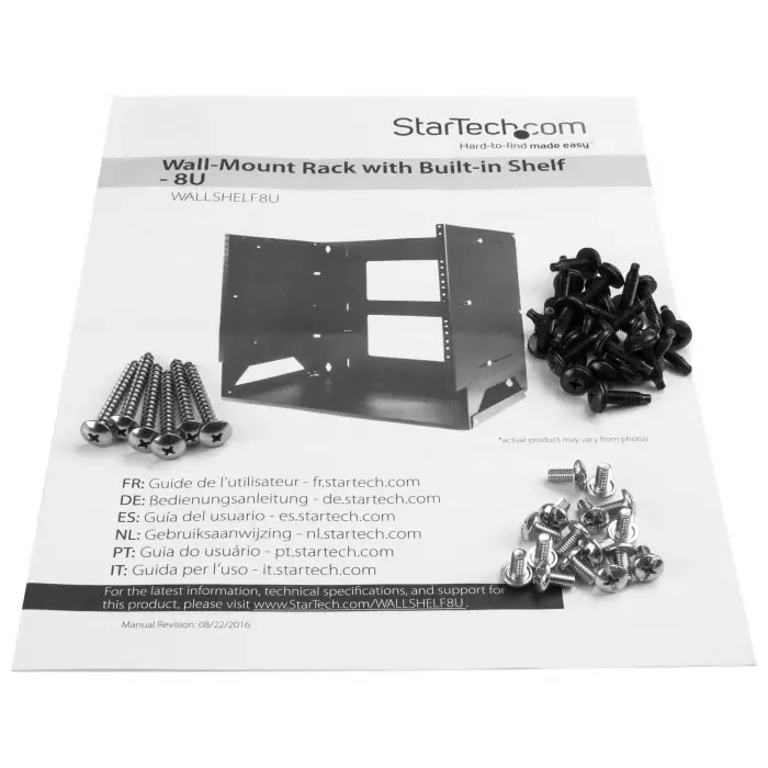 StarTech.com Black 8U Steel Server Rack with 2-Post Frame, WALLSHELF8U