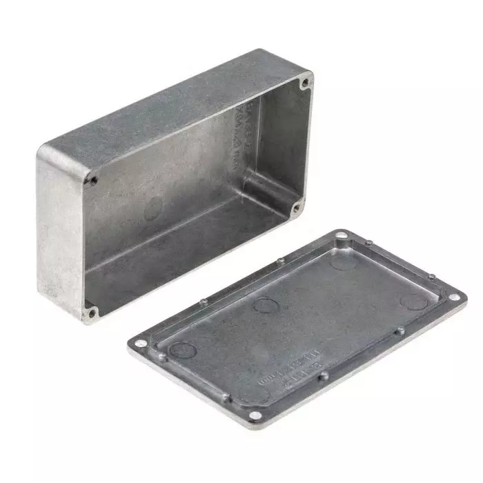 RS PRO Silver Die Cast Aluminium Enclosure IP66 Silver Lid 114.5 x 63.6 x 30.3 mm