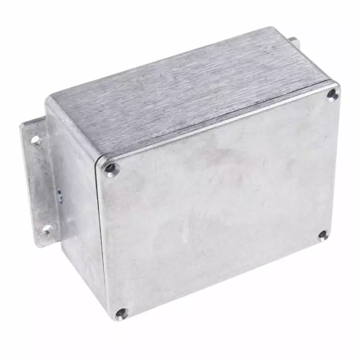 RS PRO Silver Die Cast Aluminium Enclosure Flanged Silver Lid 139.8 x 89.7 x 55.2 mm