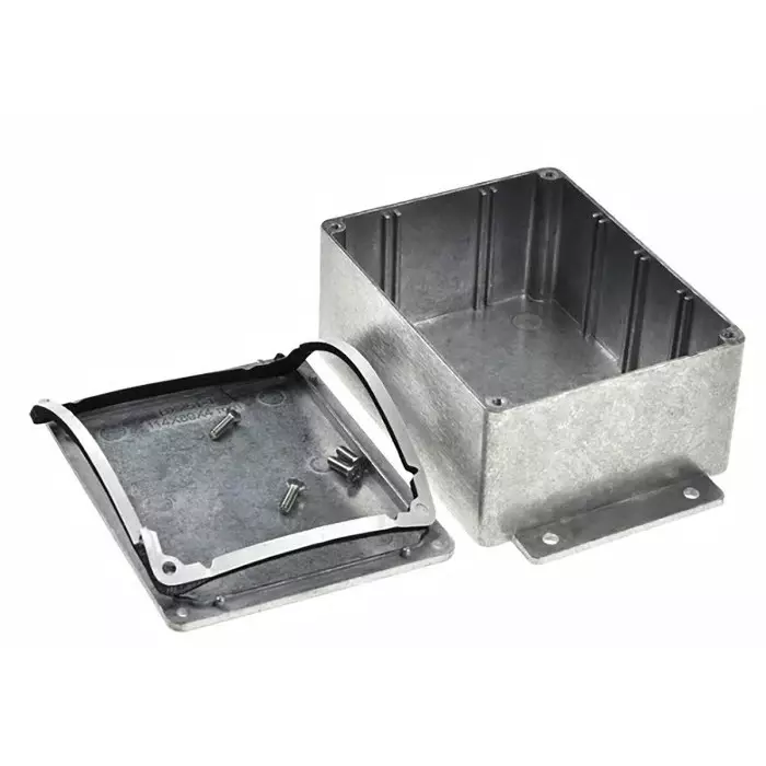 RS PRO Silver Die Cast Aluminium Enclosure IP66 Flanged Silver Lid 139.8 x 89.7 x 55.2 mm