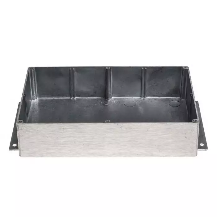 RS PRO Silver Die Cast Aluminium Enclosure IP66 Flanged Silver Lid 252 x 146.1 x 55.5 mm